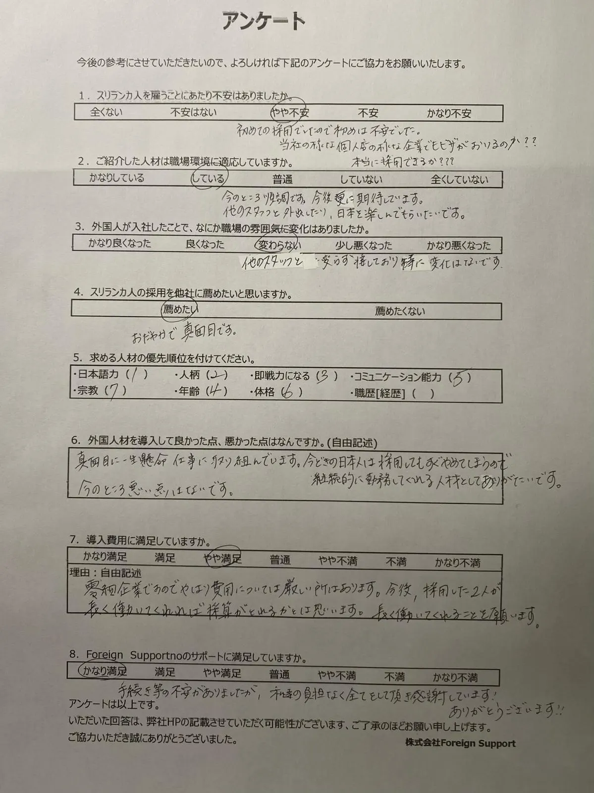 飲食店経営のお客様の声